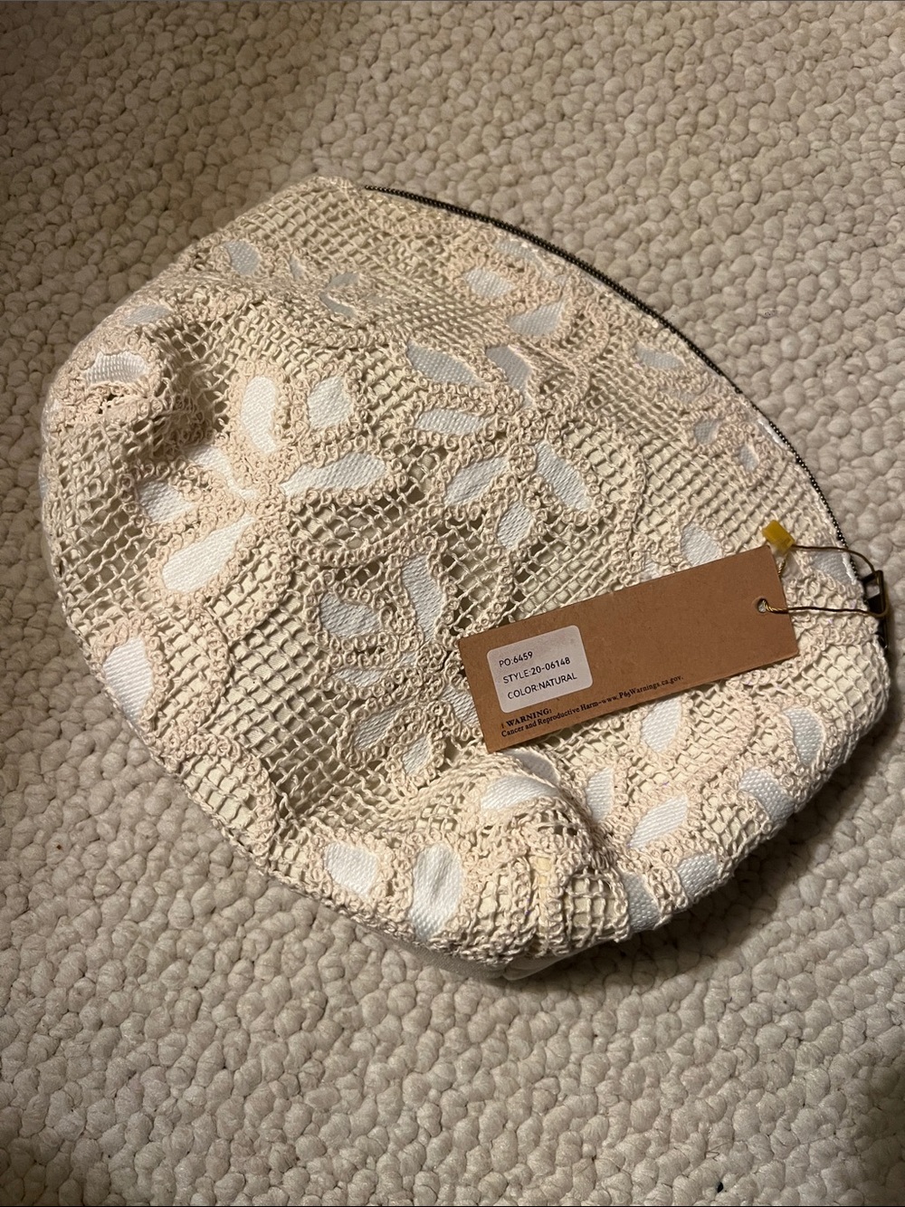 Vintage Cream Cosmetic Pouch with Gold Accent